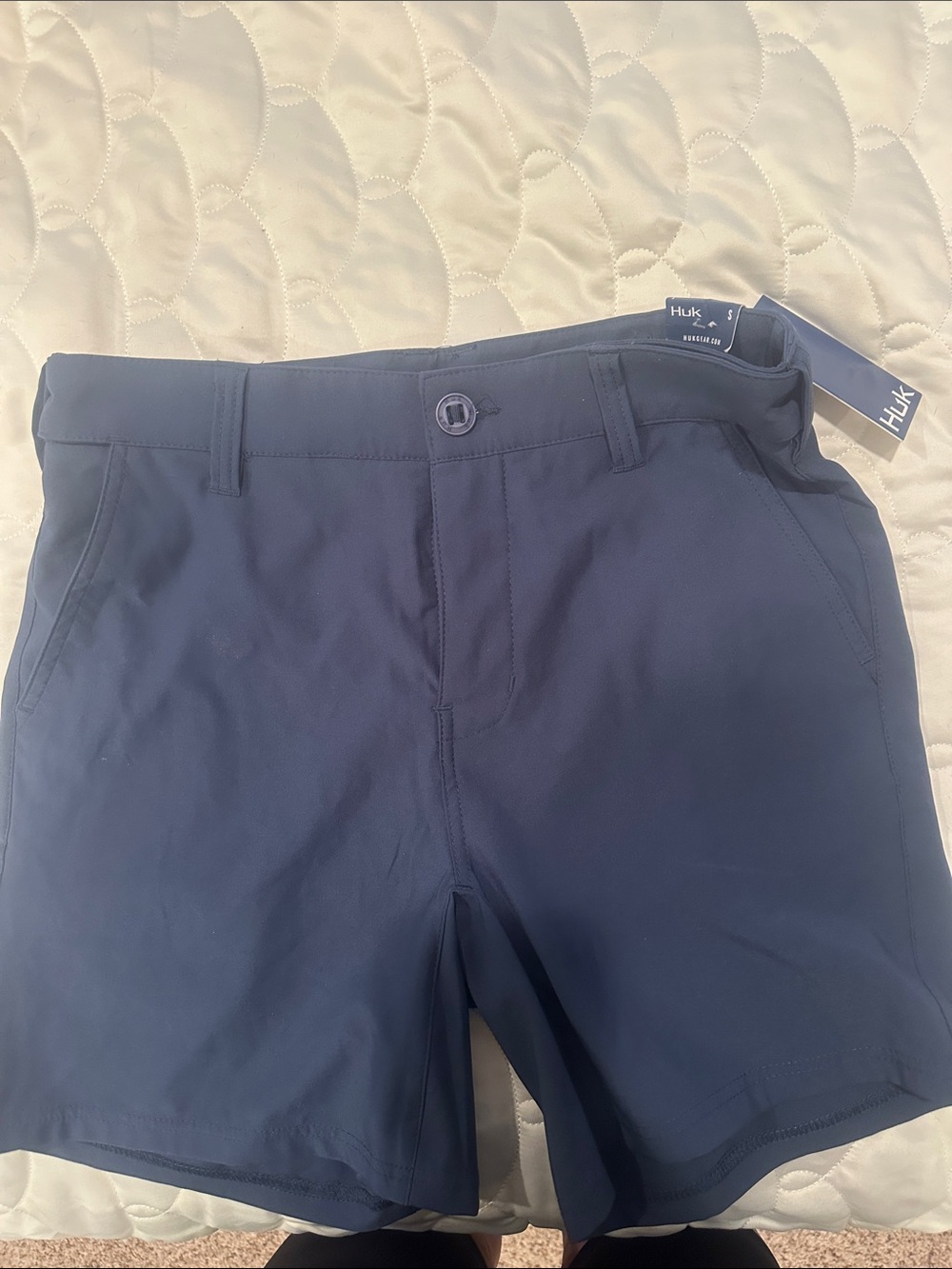 Huk Men's Navy Flat-Front Performance Shorts